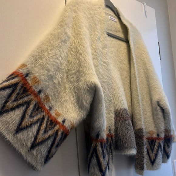 Anthropologie Fuzzy Printed Sweater with Oversized Sleeves - Picture 2 of 7